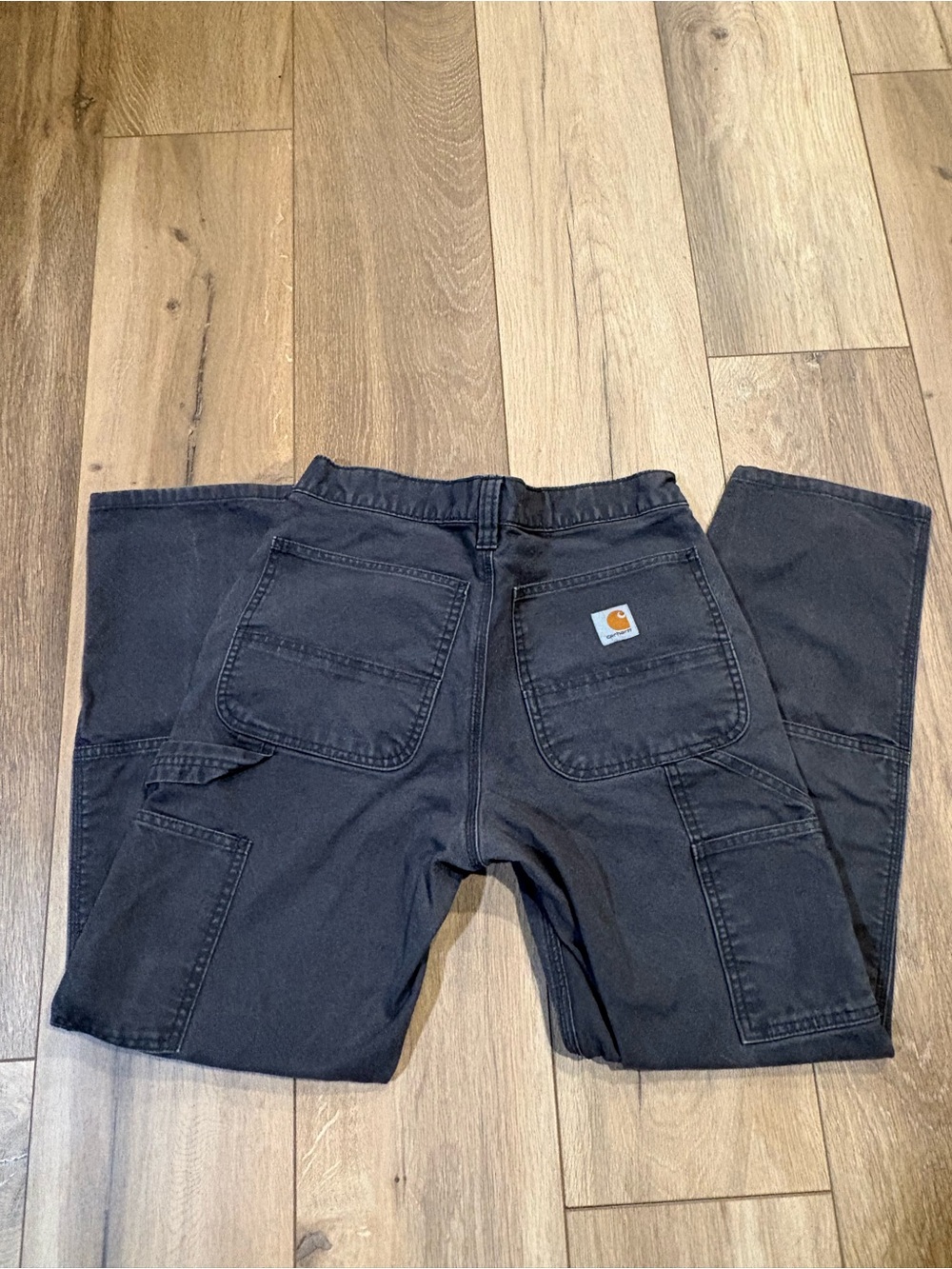 Carhartt Men’s Black double front Cargo Work Pants with Back Patch